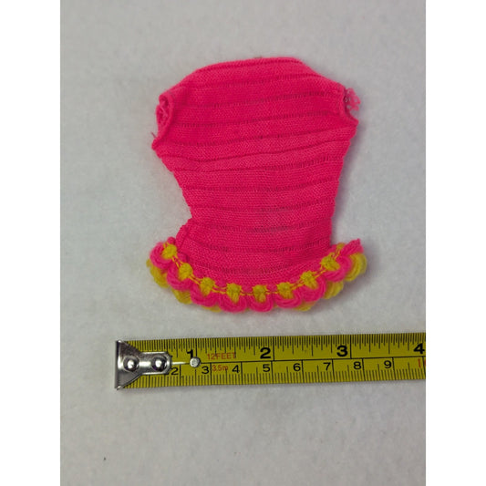Vintage 1968 Talking Barbie #1115 Mod Pink Knit Swimsuit Top Cover Up