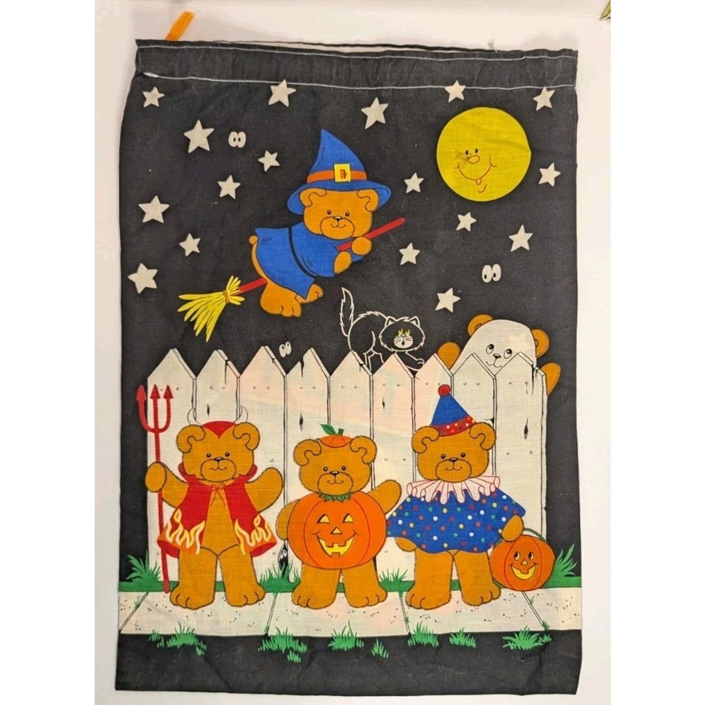 Vintage Trick Or Treat Candy Bag Glow in The Dark Cute Ghost / White Fence Gang