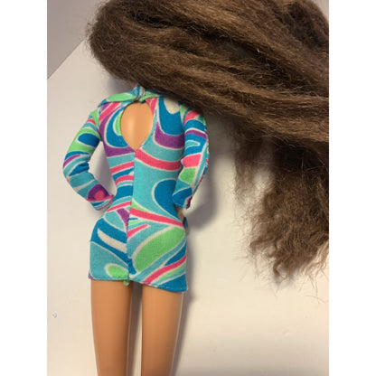 Mattel Totally Hair Barbie 1991 Brunette Long Hair w/ Outfit & Ring 1117