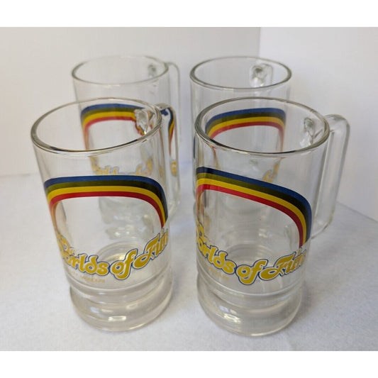 Set of 4 Worlds of Fun Rainbow Amusement Park Kansas City Missouri Glass Beer Mugs