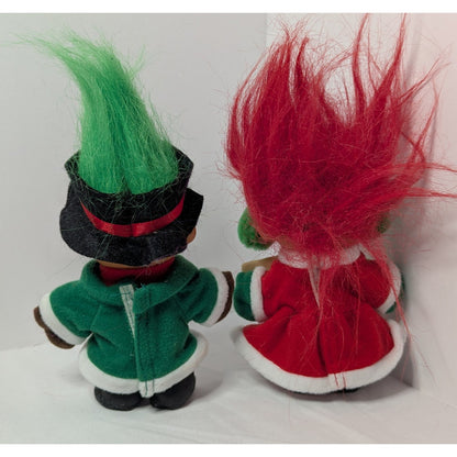 Vintage Russ Christmas Carol Trolls Holidays Green Red Hair lot of 2 dolls
