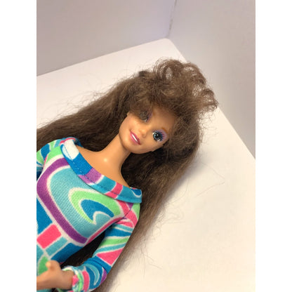 Mattel Totally Hair Barbie 1991 Brunette Long Hair w/ Outfit & Ring 1117