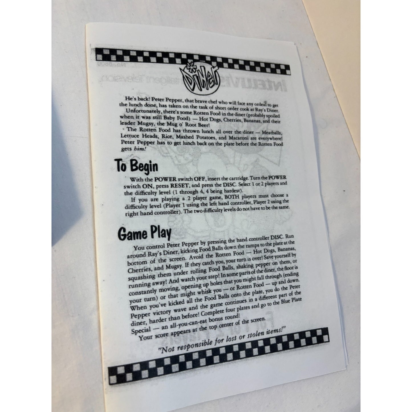 BURGERTIME & DINER Game Cartridges Intellivision Tested w/ One Original Manual