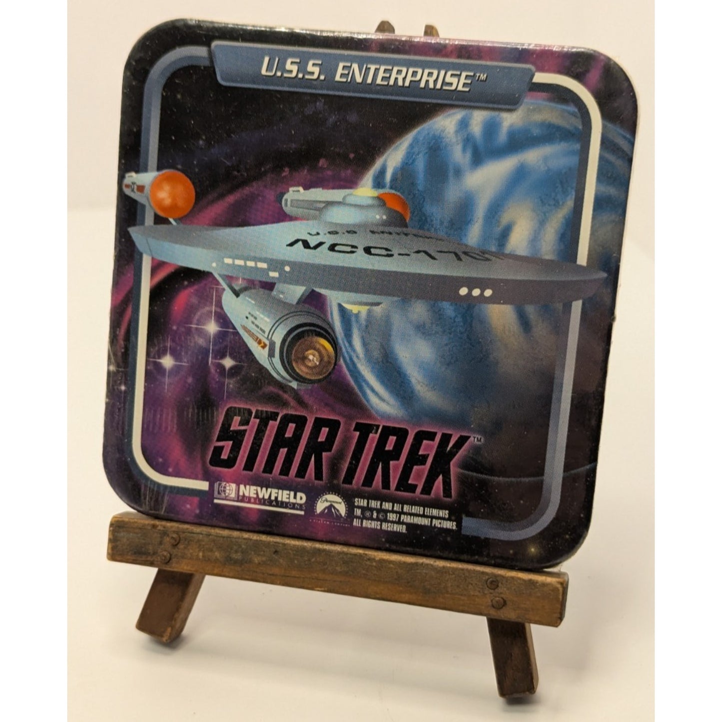 Set of 4 Star Trek Coasters 1997 Enterprise, Voyager, Defiant, Enterprise-D NEW