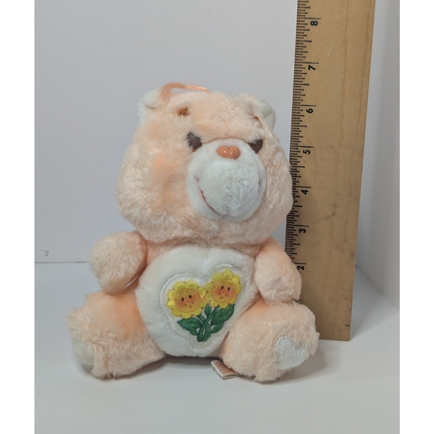 Care Bear FRIEND 6" Sitting Plush Peach Sunflowers Kenner 1983 Vintage 80s