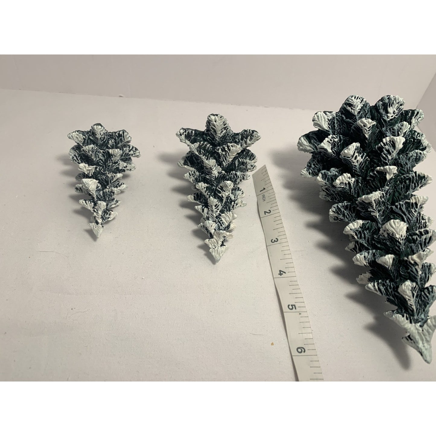 Vintage 90s Department 56 Village Set of 3 Evergreen Trees Cold Cast Porcelain B