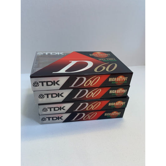 Lot of 4 TDK D60 High Output Audio Cassette Tapes Blank IECI/TYPE I NEW Sealed