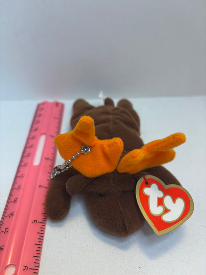 brown moose orange antlers plush bag charm
