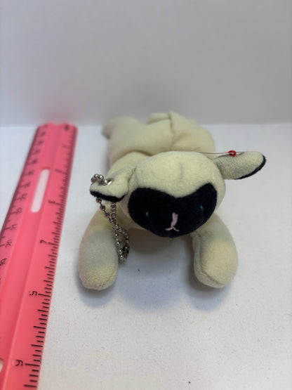 cream and black lamb plush bag charm