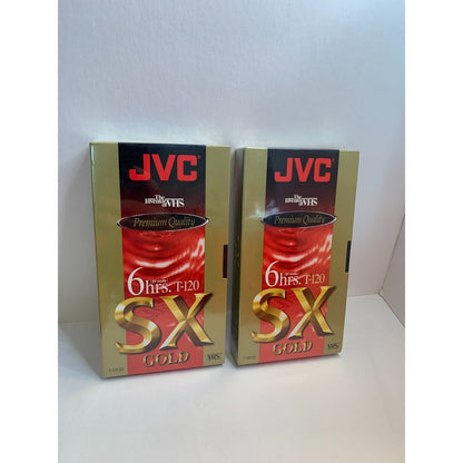 Lot of 2 JVC T-120 VHS TAPES Blank NEW SEALED Premium Quality SX Gold 6 Hours