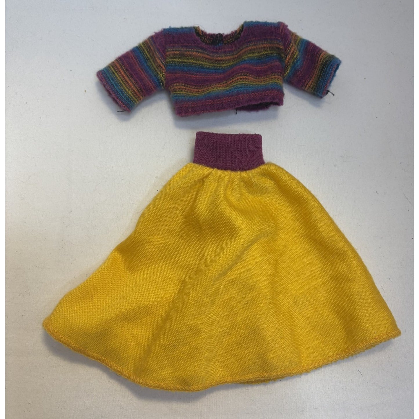 Vintage 1987 Mattel Barbie Sweater Soft Fashion #4479 Yellow & Purple Outfit