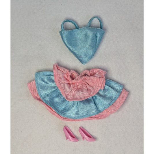 Vintage Barbie My First Fashions Easy On Blue Ruffle Dress 1989 Mattel #9249