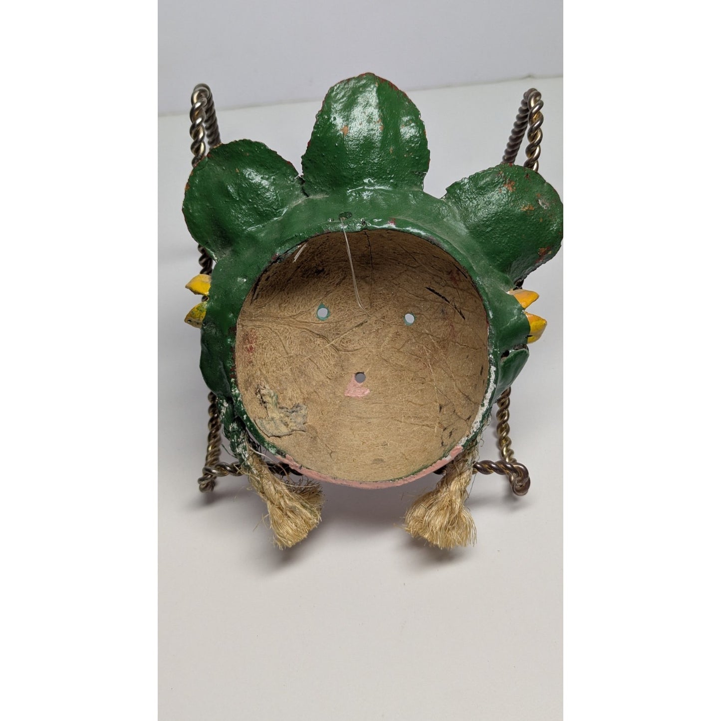 7" Vintage Mexico Oaxacan Hand Painted Handmade Leaf Face Folk Art Mask