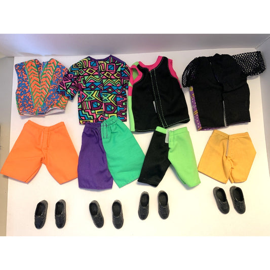 Lot of 4 Ken Vintage Clothes + Shoes Outfits 1990s Mattel Barbie Beach Football