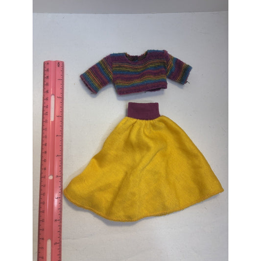 Vintage 1987 Mattel Barbie Sweater Soft Fashion #4479 Yellow & Purple Outfit