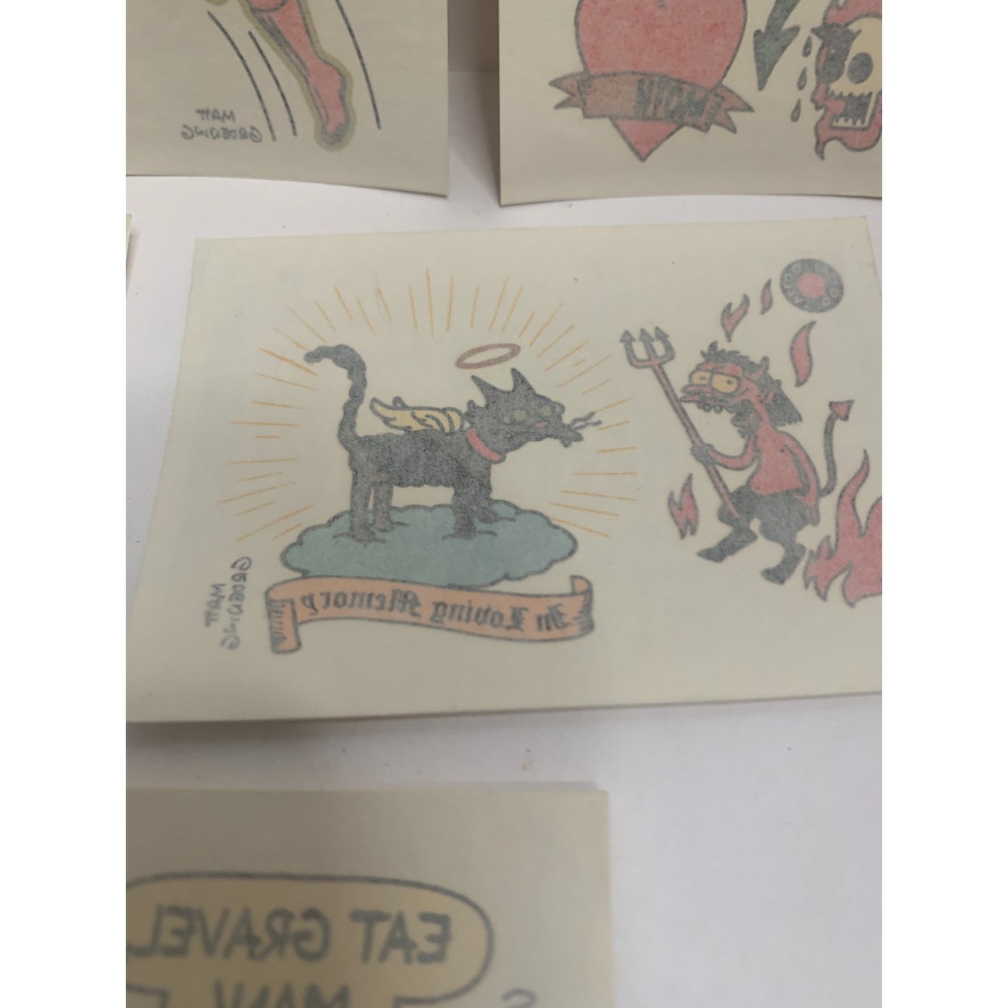 Lot of 8 The Simpsons 1993 Skybox Trading Cards Individual Temporary Tattoos