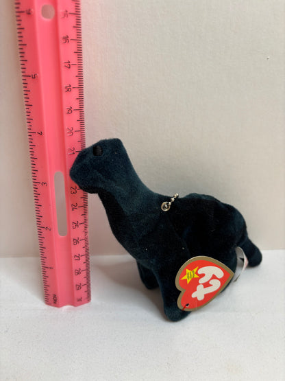 dark teal brontosaurus plush bag charm