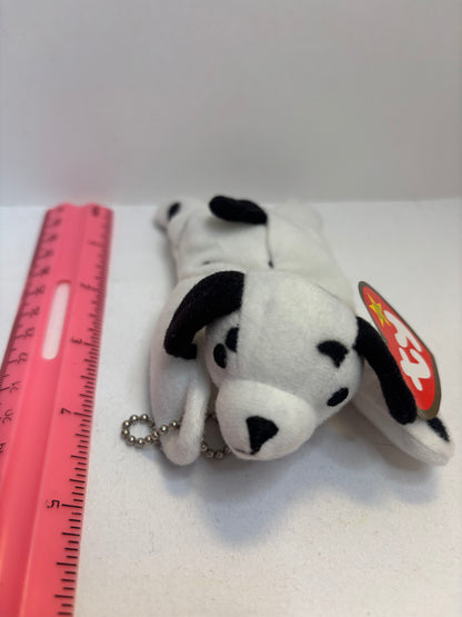 white with black spots plush dog bag charm