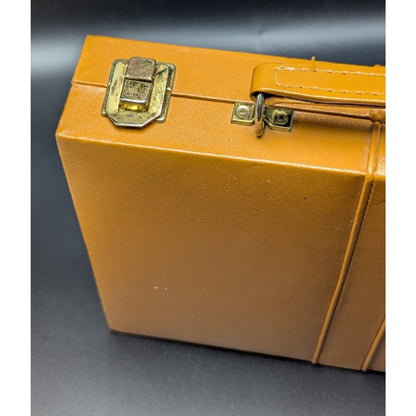 Vintage Brown Faux Leather Mini Travel Backgammon With Case Complete