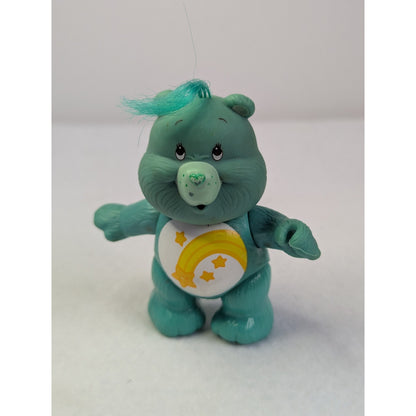 Vintage 1980's American Greetings CARE BEARS Wish Bear PVC Figure Turquoise 3.25"