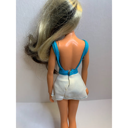 Ideal Tuesday Taylor Barbie Doll Vtg 1975 SWIVEL SCALP Brunette Blonde Org Dress