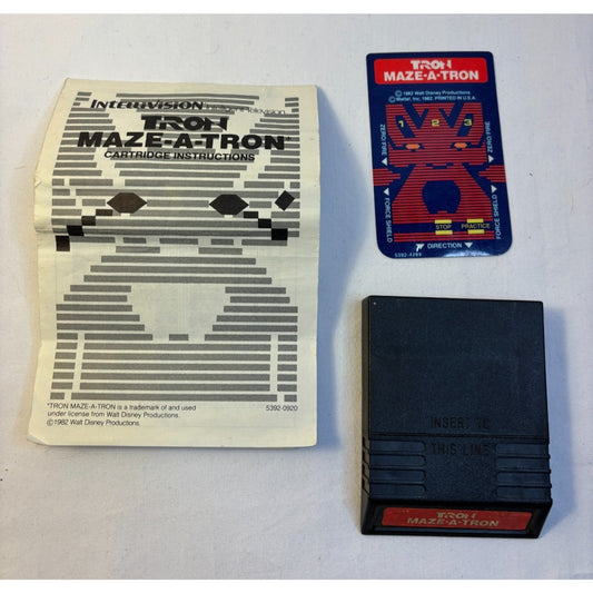 Tron Maze-A-Tron Intellivision Video Game Cartridge Overlay Manual 1982 Tested