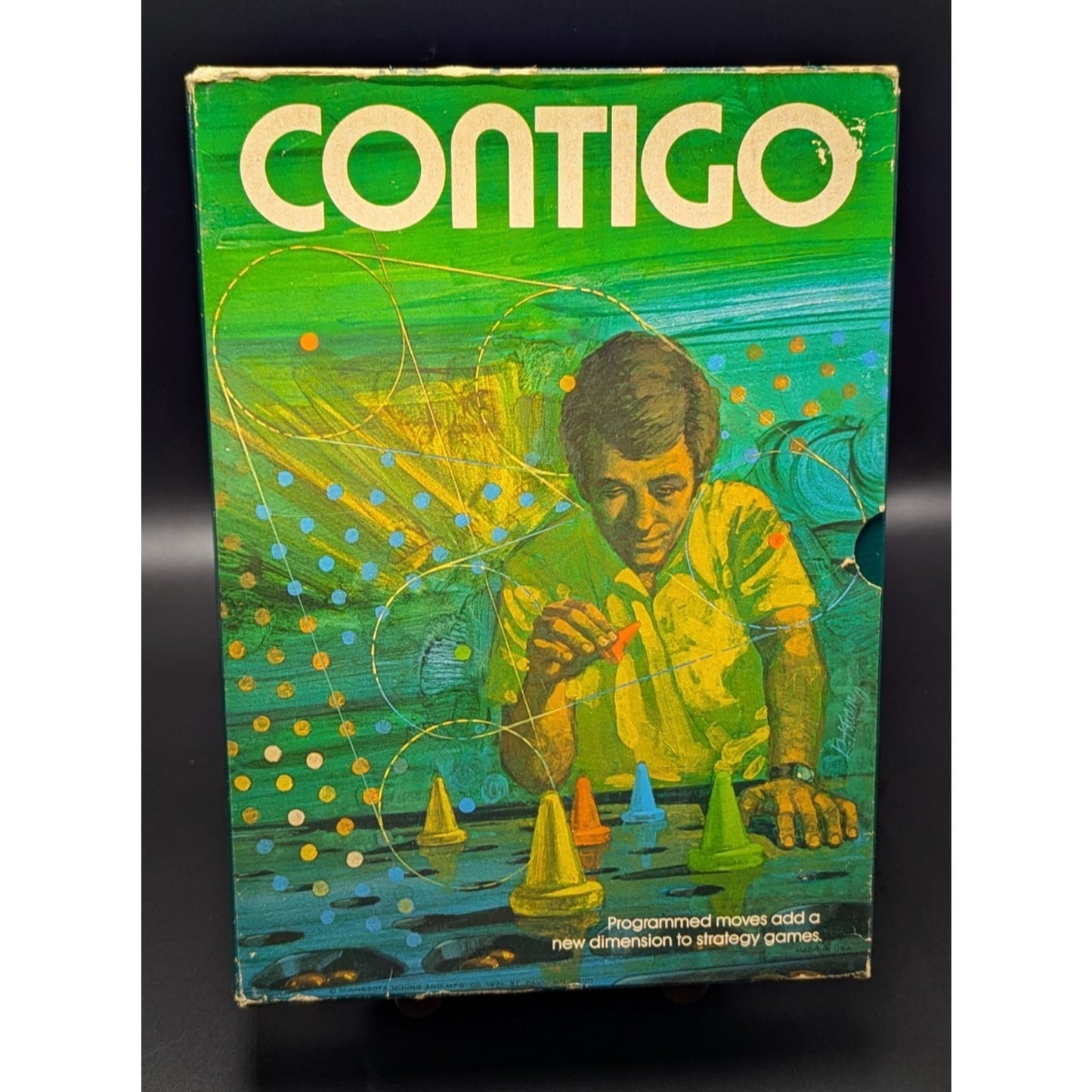 VIntage 1974 3M Bookshelf Boardgame Contigo Box 100% Complete w/Instructions