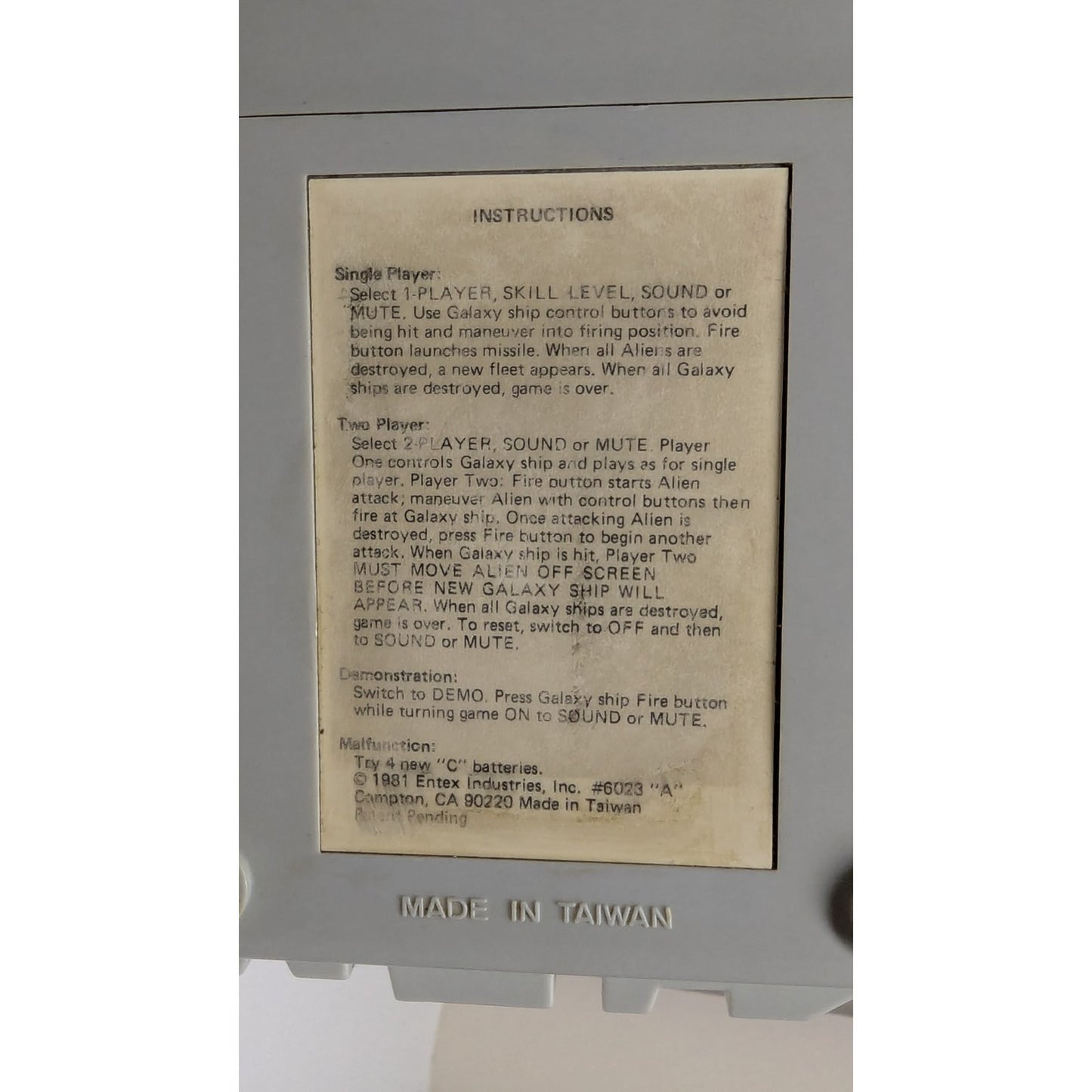 1981 Entex Galaxian 2 Vintage 2 Player Handheld Electronic Game Console TESTED