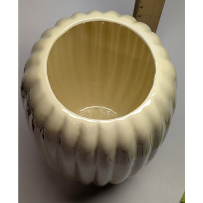 Haeger 11.25" Cream Ribbed Vase # 8434 Mid Century Modern USA Stamped