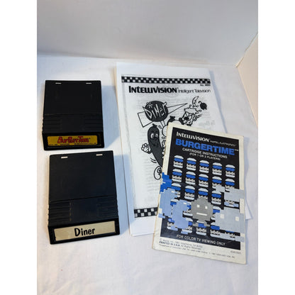 BURGERTIME & DINER Game Cartridges Intellivision Tested w/ One Original Manual