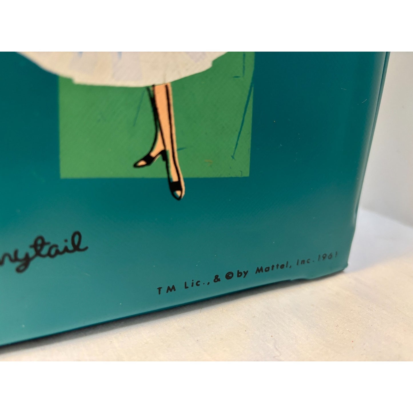 Vintage TURQUOISE Teal 1961 Ken And Ponytail Barbie Doll Carrying Case