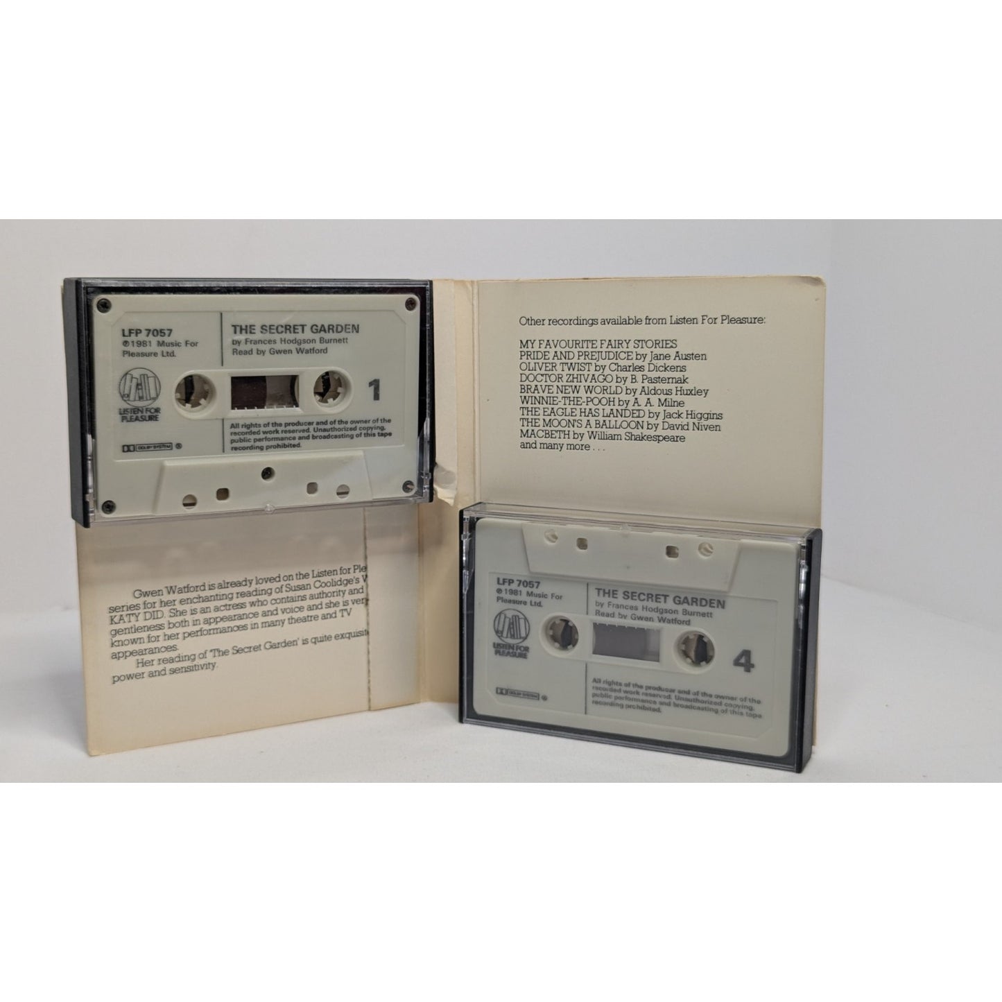 Vintage 1980 Audiobook The Secret Garden Read by Gwen Watford 2 Cassette Edition