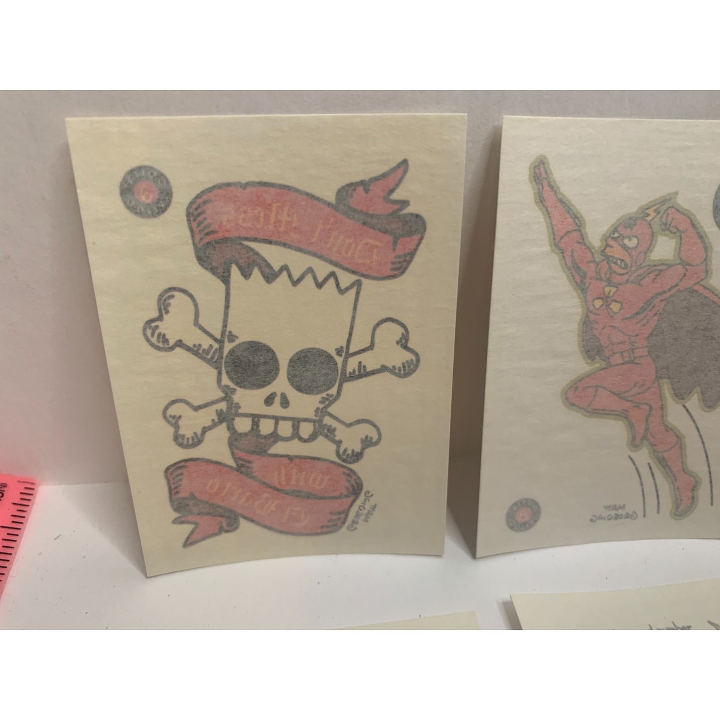Lot of 6 The Simpsons 1993 Skybox Trading Cards Individual Temporary Tattoos