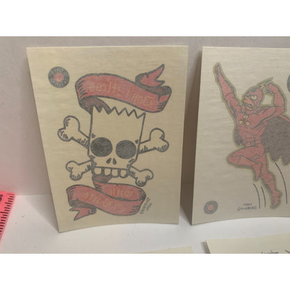 Lot of 6 The Simpsons 1993 Skybox Trading Cards Individual Temporary Tattoos