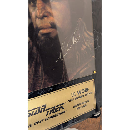 Star Trek Chief Lt. Worf Autographed Plaque 600/2500 L. Edition Michael Dorn