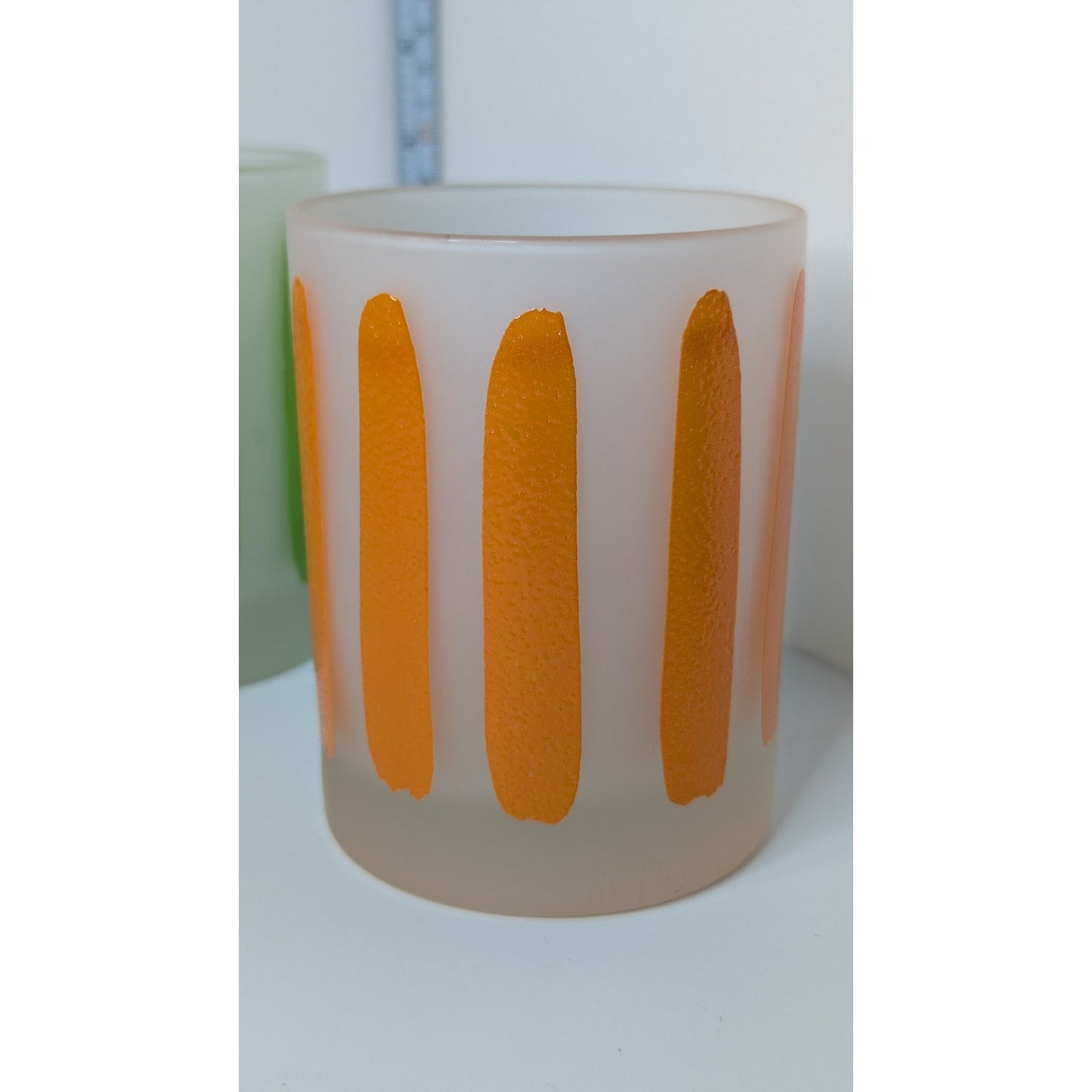 Morgan Glass Citrus Peel 10oz Lowball Retro Barware Glasses Set of 3 Vintage