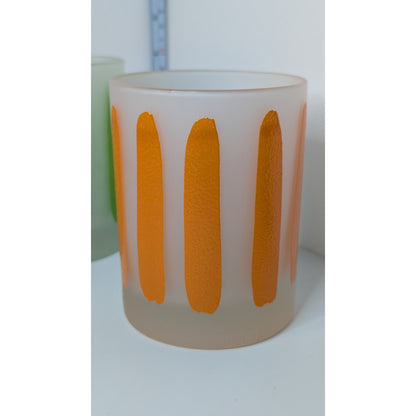 Morgan Glass Citrus Peel 10oz Lowball Retro Barware Glasses Set of 3 Vintage