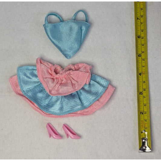 Vintage Barbie My First Fashions Easy On Blue Ruffle Dress 1989 Mattel #9249