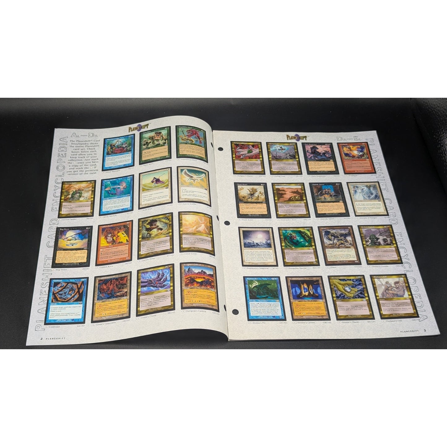 Vintage 2001 Magic the Gathering PLANESHIFT Card Encyclopedia 3 Ring Insert