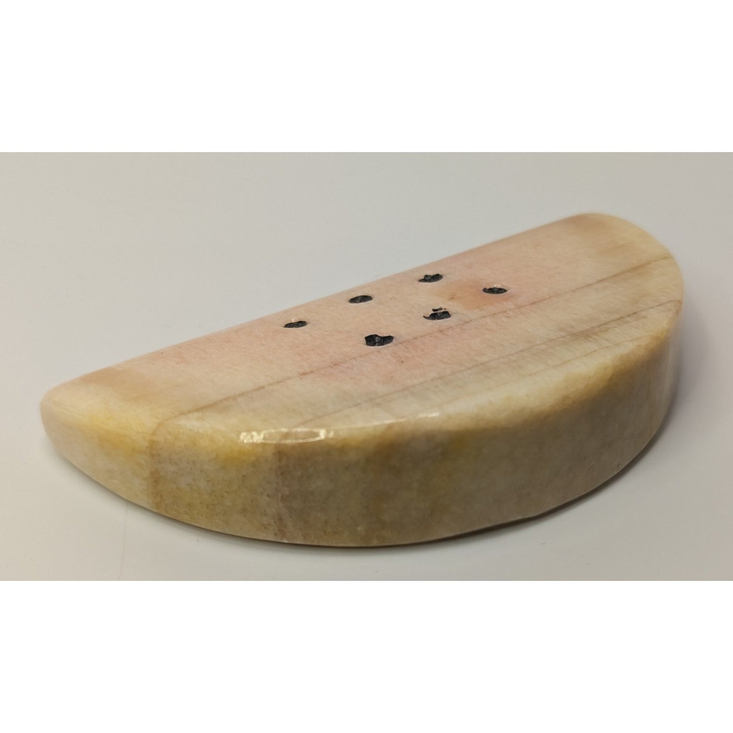 Vintage Italian Alabaster or Marble Hand Carved Stone Fruit Watermelon Slice 5"