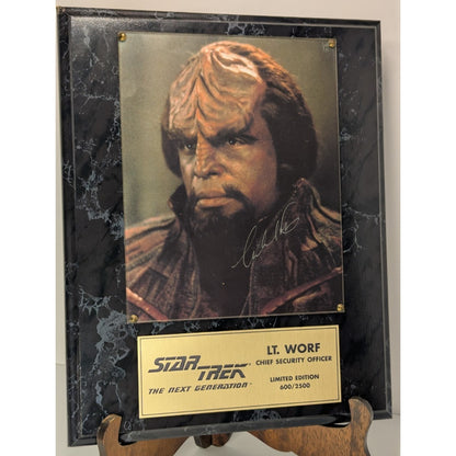 Star Trek Chief Lt. Worf Autographed Plaque 600/2500 L. Edition Michael Dorn
