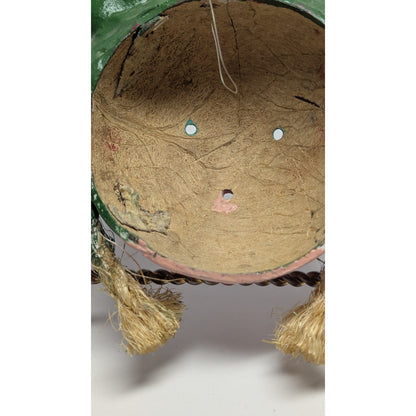 7" Vintage Mexico Oaxacan Hand Painted Handmade Leaf Face Folk Art Mask