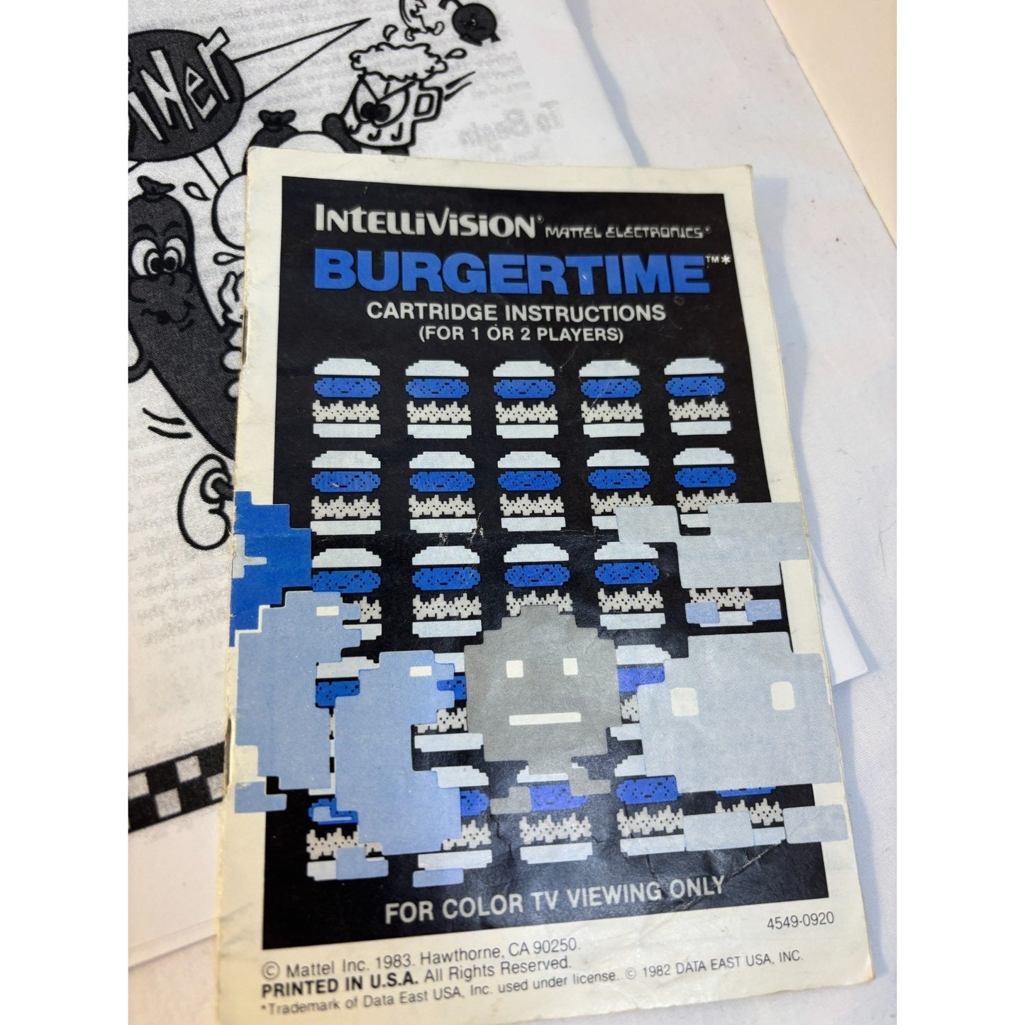 BURGERTIME & DINER Game Cartridges Intellivision Tested w/ One Original Manual