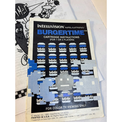 BURGERTIME & DINER Game Cartridges Intellivision Tested w/ One Original Manual