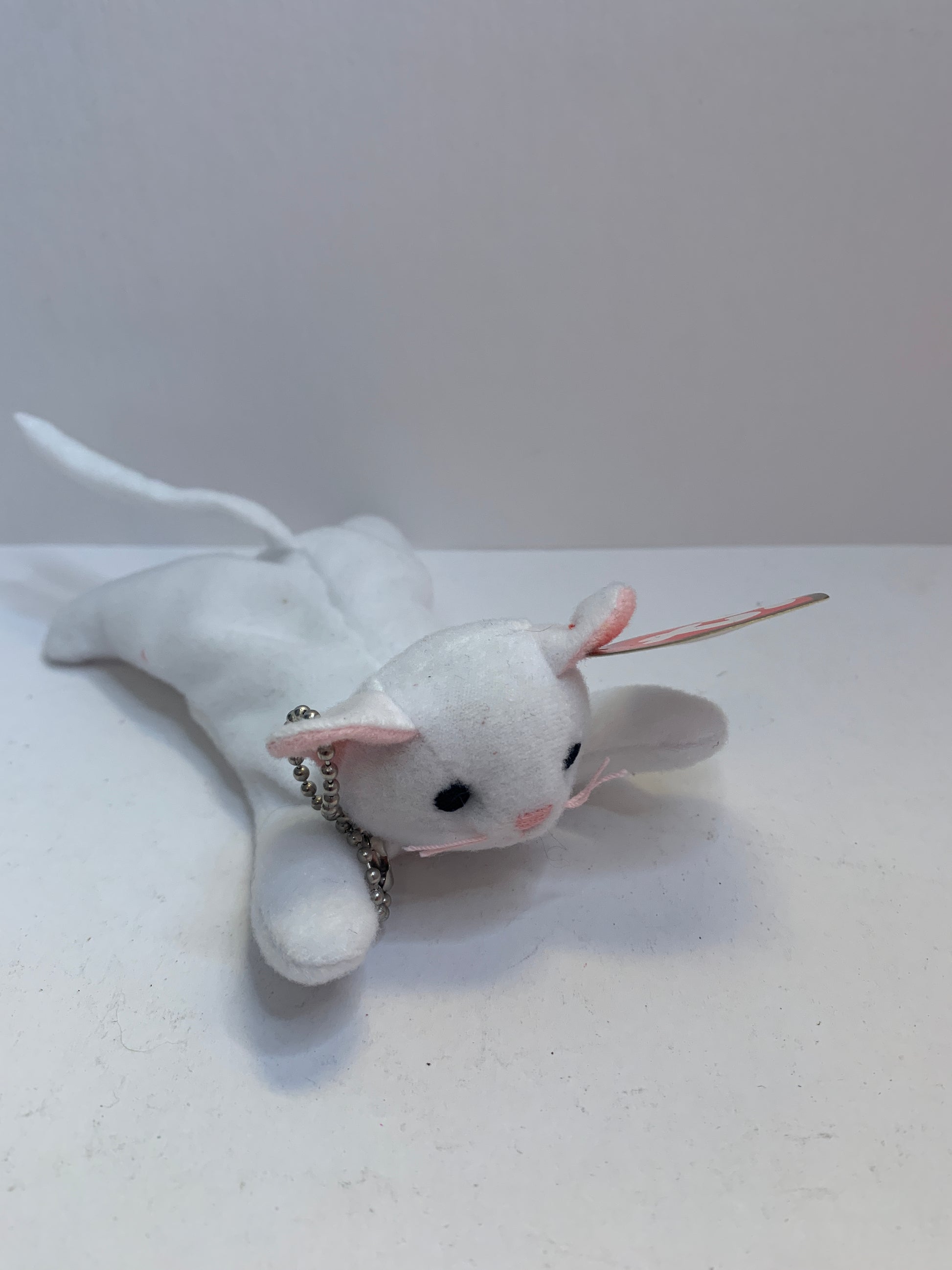white cat plush bag charm