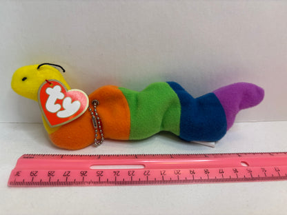 rainbow worm plush bag charm