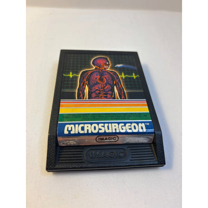 Vintage 'Microsurgeon' game cartridge on a white background